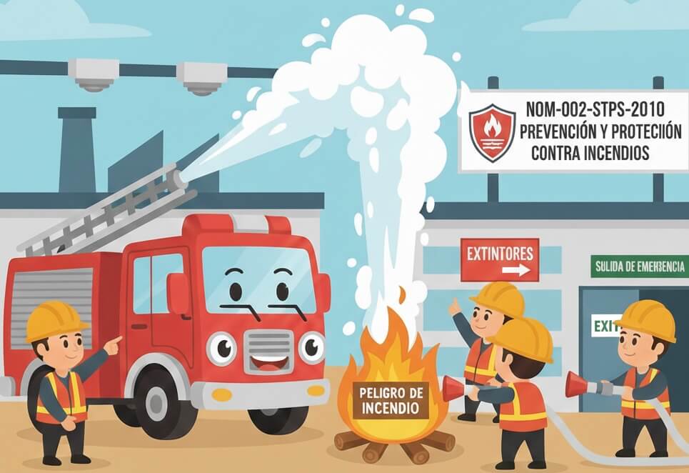 NOM-002-STPS-2010 es la norma mexicana que regula la prevención y protección contra incendios en los centros de trabajo, obligando a patrones y trabajadores a implementar medidas de seguridad, capacitación y planes de emergencia.