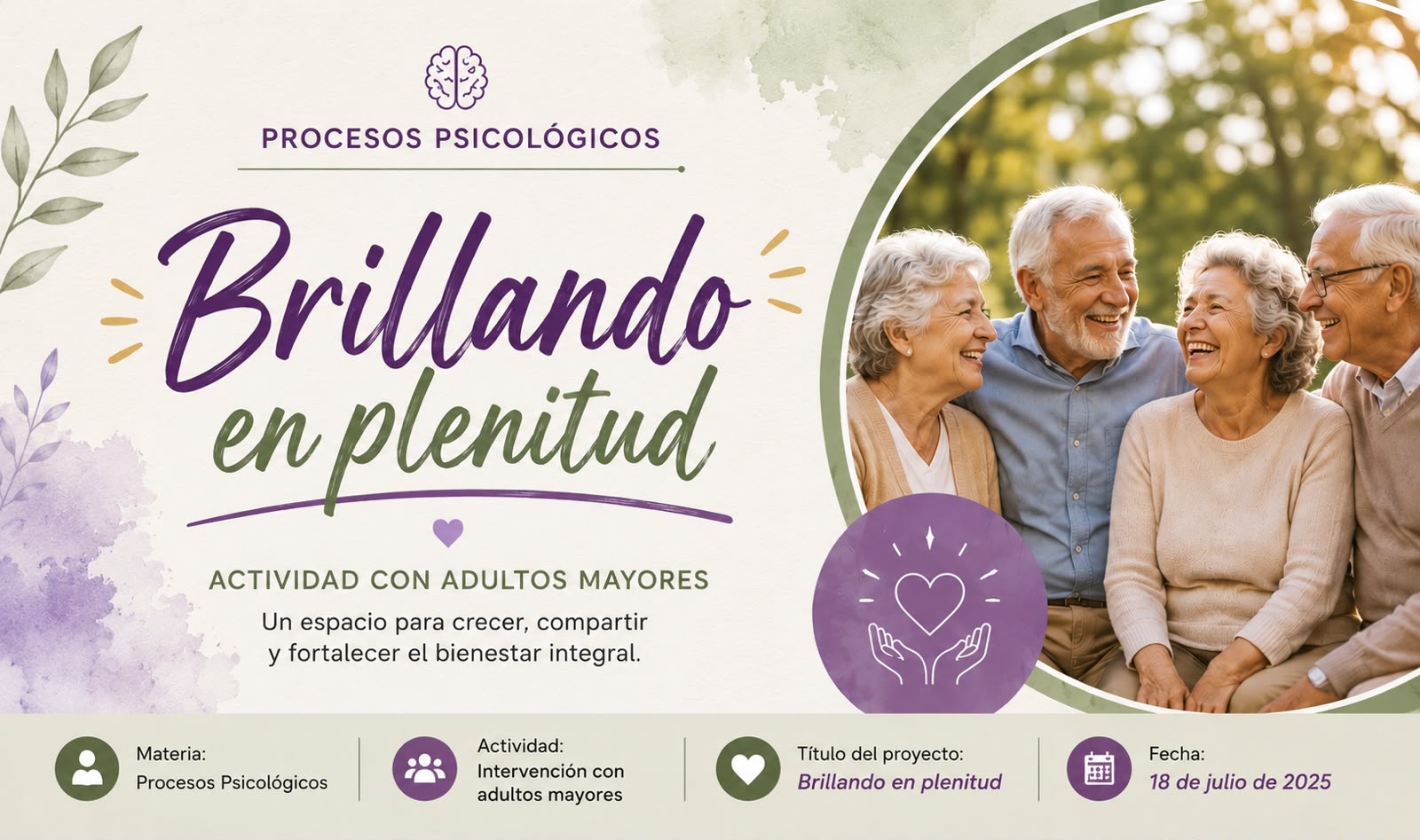 Imagen de personas de las 3ras edad con bienestar mental